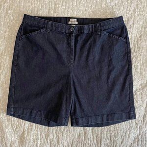 L. L. BEAN Denim Shorts Dark Blue Rinse Easy Stretch Classic Fit 20W